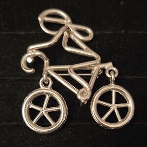 Vintage Silver Bicycle Brooch